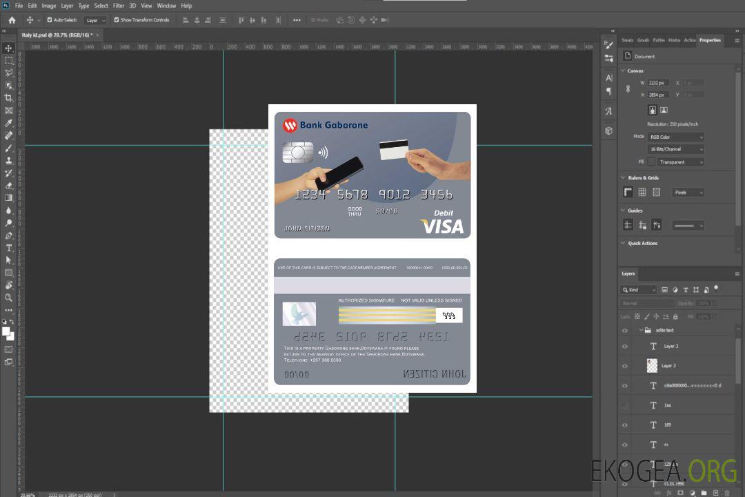 Carte visa bancaire Gardobone du Botswana template Carte visa bancaire Gardobone du Botswana template